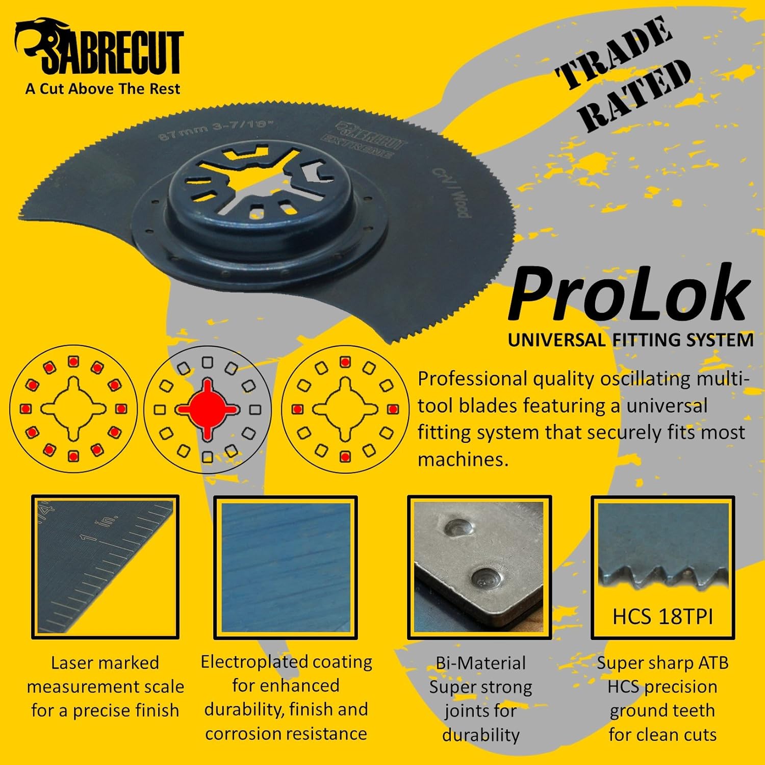 3 x 87mm SabreCut PR90F_3 Wood Blades Compatible with Bosch Fein (Non-StarLock) Makita Milwaukee AEG Batavia Einhell Ergotools Hitachi Parkside Ryobi Worx Workzone Multitool Multi Tool Accessories - Image 4