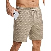 JMIERR Mens Sweat Shorts Drawstring Summer Beach Stretch Texture 7 inch Running Shorts with Pocket