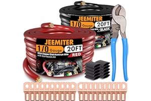 Jeemiter 1/0 Gauge Wire CCA - Primary Automotive Wire,Car Amplifier Power & Ground Cable, Battery Cable with Cutter for Big 3