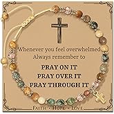 ZOKCC Christian Inspirational Bracelet Gifts for Women: Religious Cross Beads Bracelet Baptism Christmas Day Gifts for Godmother Mom Daughter Sister Friend