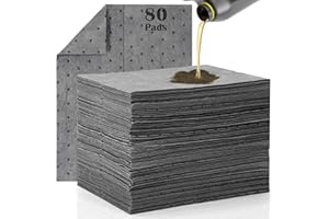 Comkrivy 80 Pcs Oil Absorbent Pads, 9.8×13 Inch High Absorbency Absorbent Mats, Water Absorbent Mat, Weight Dimpled Pad, Oil Spill Mat for Absorbing Automotive Garage Workshop Tools Spills