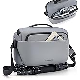 BAGSMART Camera Sling Bag, Small Camera Bags for Photographers with Tripod Holder, Waterproof DSLR/SLR/Mirrorless Camera Bags Crossbody with Rain Cover, Compatible with Canon Sony Nikon, Gray