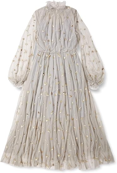 Amazon Co Jp ファーファー フラワー刺繍チュールワンピース Rwfo レディース Gry 日本 F Free サイズ 服 ファッション小物