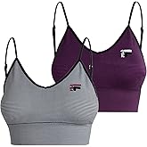 Fila Women’s Sports Bra 2-Pack – Longline Striped Seamless Crop Top with Adjustable Straps for Training, and Everyday Wear