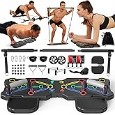 HOTWAVE Portable Workout Equipment with 20 Gym Accessories, Push Up Board & Plank Trainer, Resistance Bands with Ab Wheel, Ex