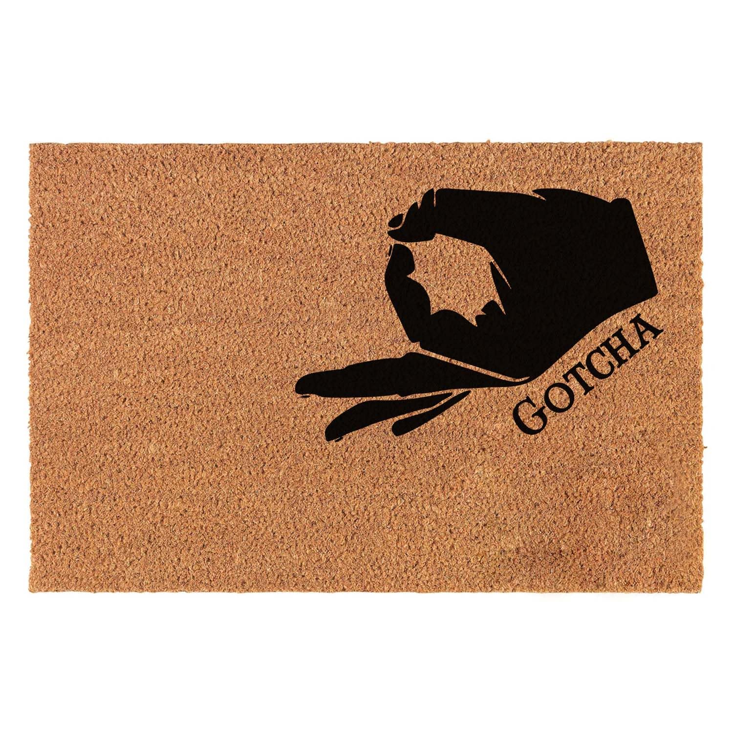 Photo 1 of Funny Coir Doormat Game Okay Hand Gotcha Welcome Front Porch Decor - Heavy-Duty PVC Non Slip Outdoor Entry Way Coir Doormat 23.6 x 15.7 inch House Warming Gift