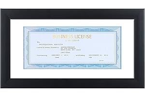 ELSKER&HOME 5x10 Business License Frame Black for 3.5x8 Standard Business License with mat - 5x10 frame without mat for Panoramic Picture, Wall or Tabletop Display (1 Pack)