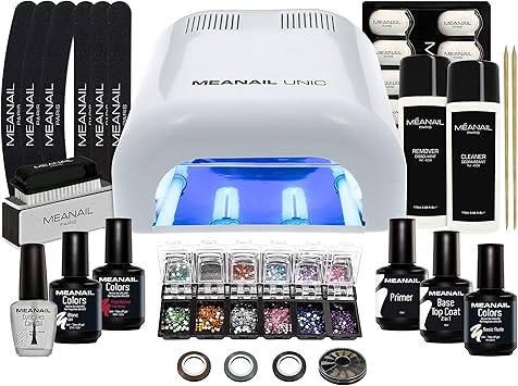 Kit Vernis Semi Permanent Nail Art Vernis à Ongles Lampe Uvled 36w Unic Coffret Deluxe Xxl White Edition Cruelty Free Méanail Paris