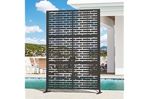 Modern Shade 4x6 FT Metal Privacy Screen with Artistic Modular Designs Decorative Patio Privacy Fence & Garden Divider, Frees