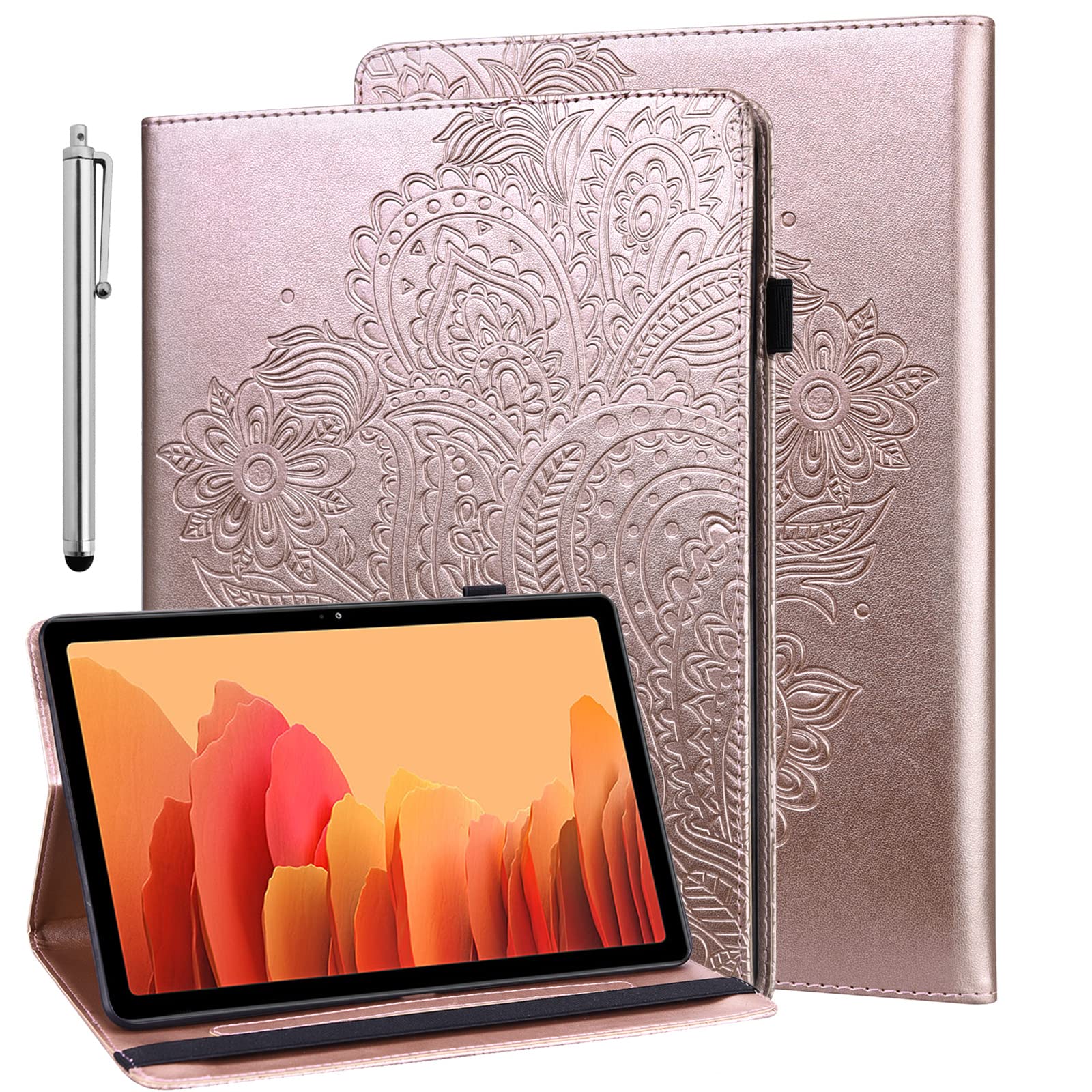 GLANDOTU Tablet Case Lenovo Tab M10 HD 2ND Gen 10.1 inch (TB-X306X/X306F)-lightweight Embossed Flip PU Leather Cover Case with fold Stand Protection- Rose gold