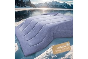 MR&HM Cooling Comforter Full/Queen Size, Double-Sided Cooling Blanket for Hot Sleepers, Silky Soft & Breathable Bedding for Night Sweats, All Season Comforter (90"x90", Blue)