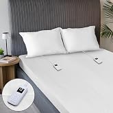 Sunbeam Heated Mattress Pad Quilted 12 Heat Deep Pocket Queen 80x60 | Digital Controller, Dimming LED, 12-Hour Auto-Off, Overheat Protection, Even Heat &amp; Fits Mattresses up to 18" Deep