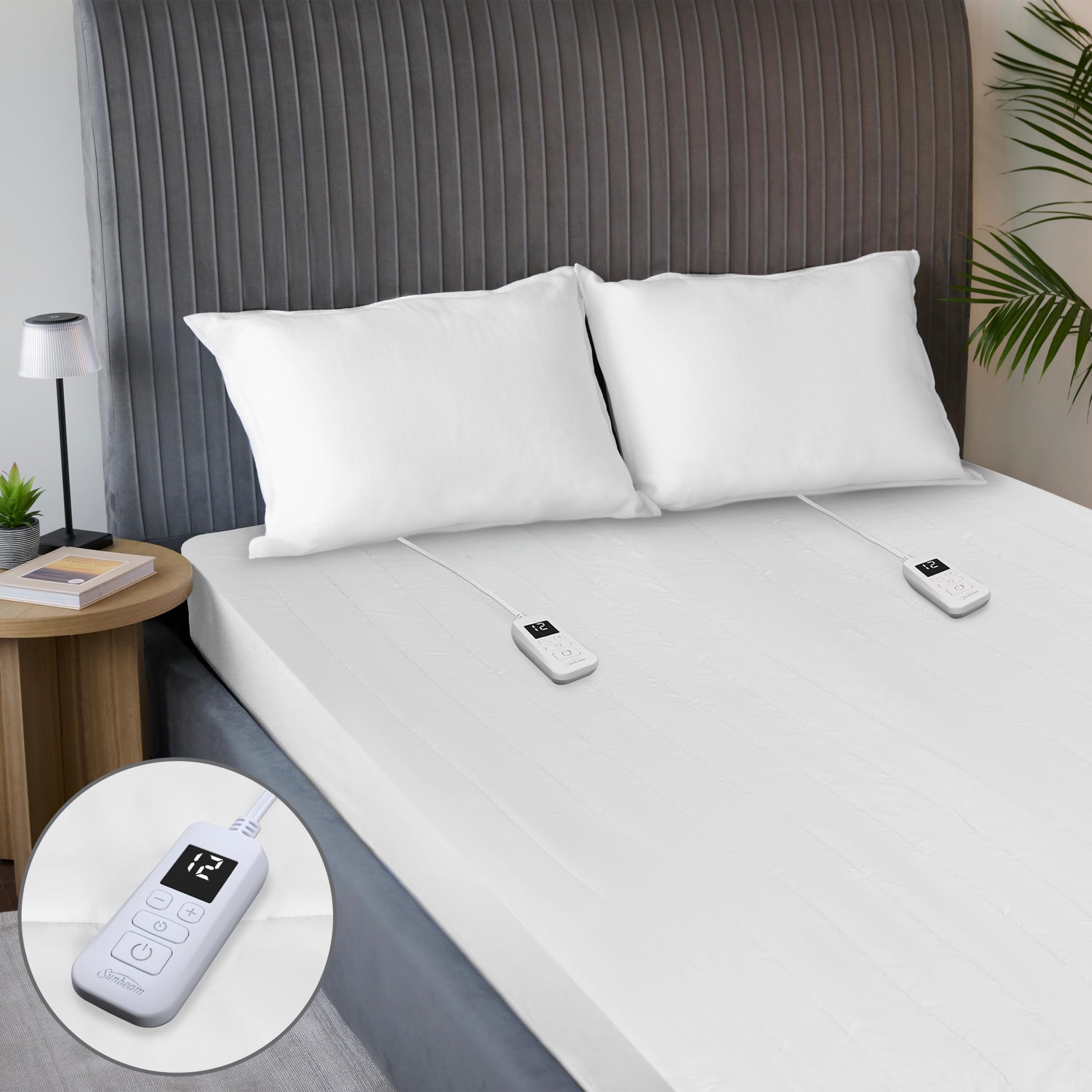 Sunbeam Restful Quilted Heated Mattress Pad - King, White