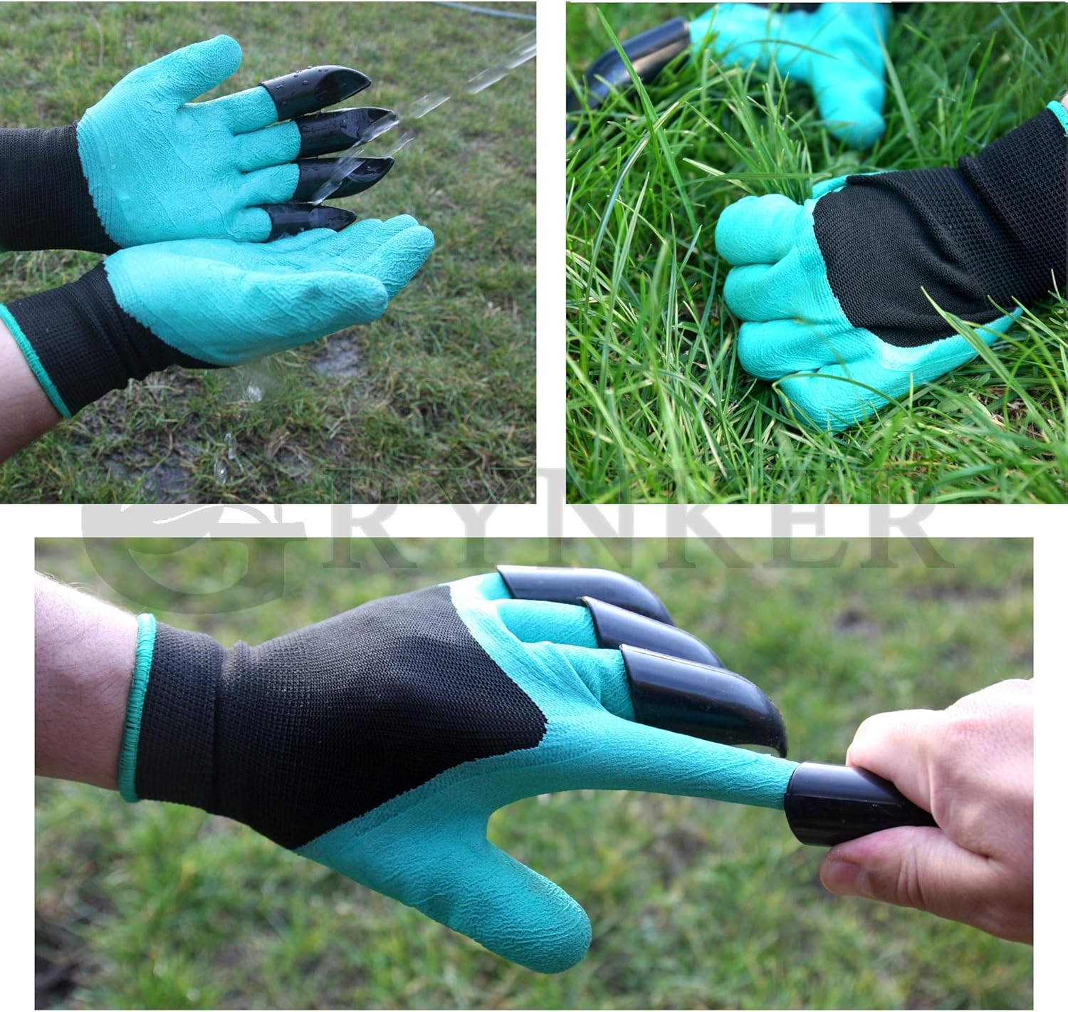 Garden Gloves with Claws - 3 Pairs for Digging, Planting, Weeding, Seeding - Waterproof, Protect Nails and Fingers, Gardening Gift - Green Genie: Clothing