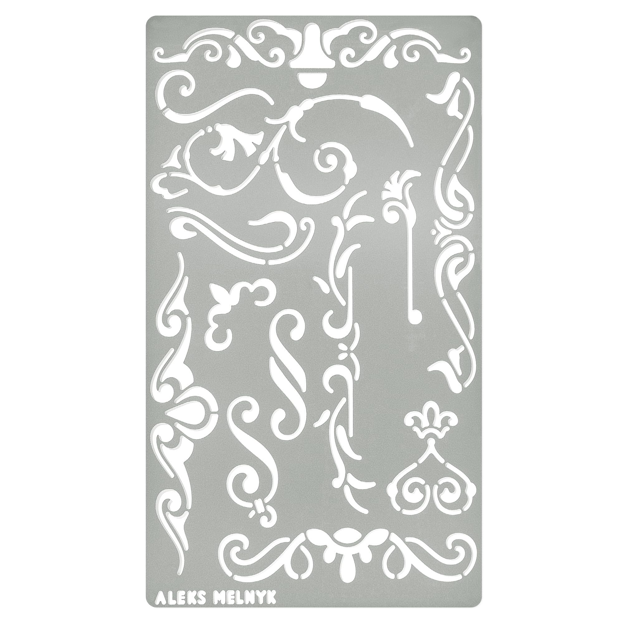 Aleks Melnyk #4 Metal Stencil for Wood Burning, Flowers and Vines, Ornament, Vintage, Finds Small Stencil Patterns, Pyrography, Engraving, Template for Painting on Wood, on Walls, Furniture Crafts