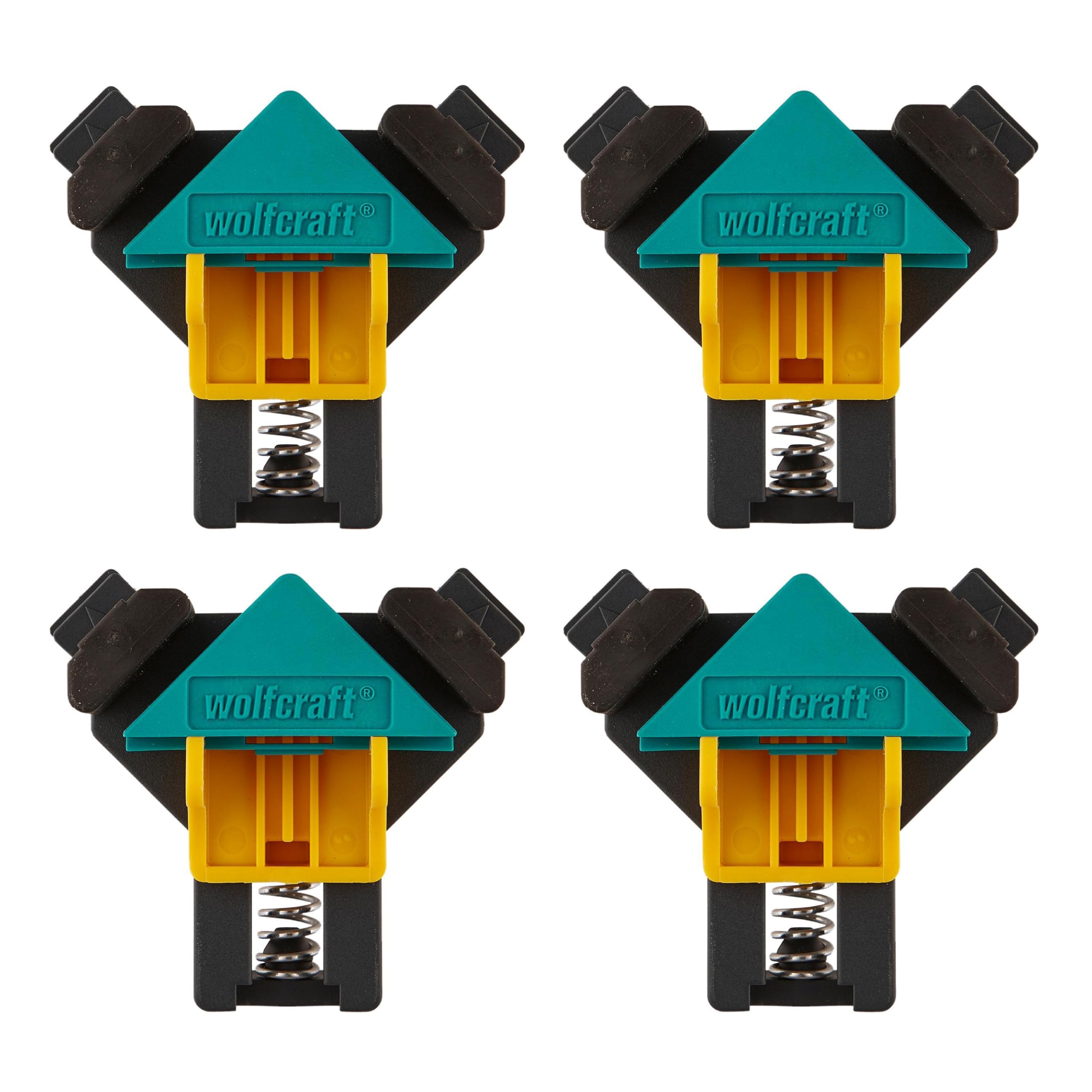 wolfcraft Project Set for Right-Angle Clamping I 8626000 I 4 x ES 22 Corner Clamps I Ideal mounting aid for screwing or Gluing at a 90° Angle