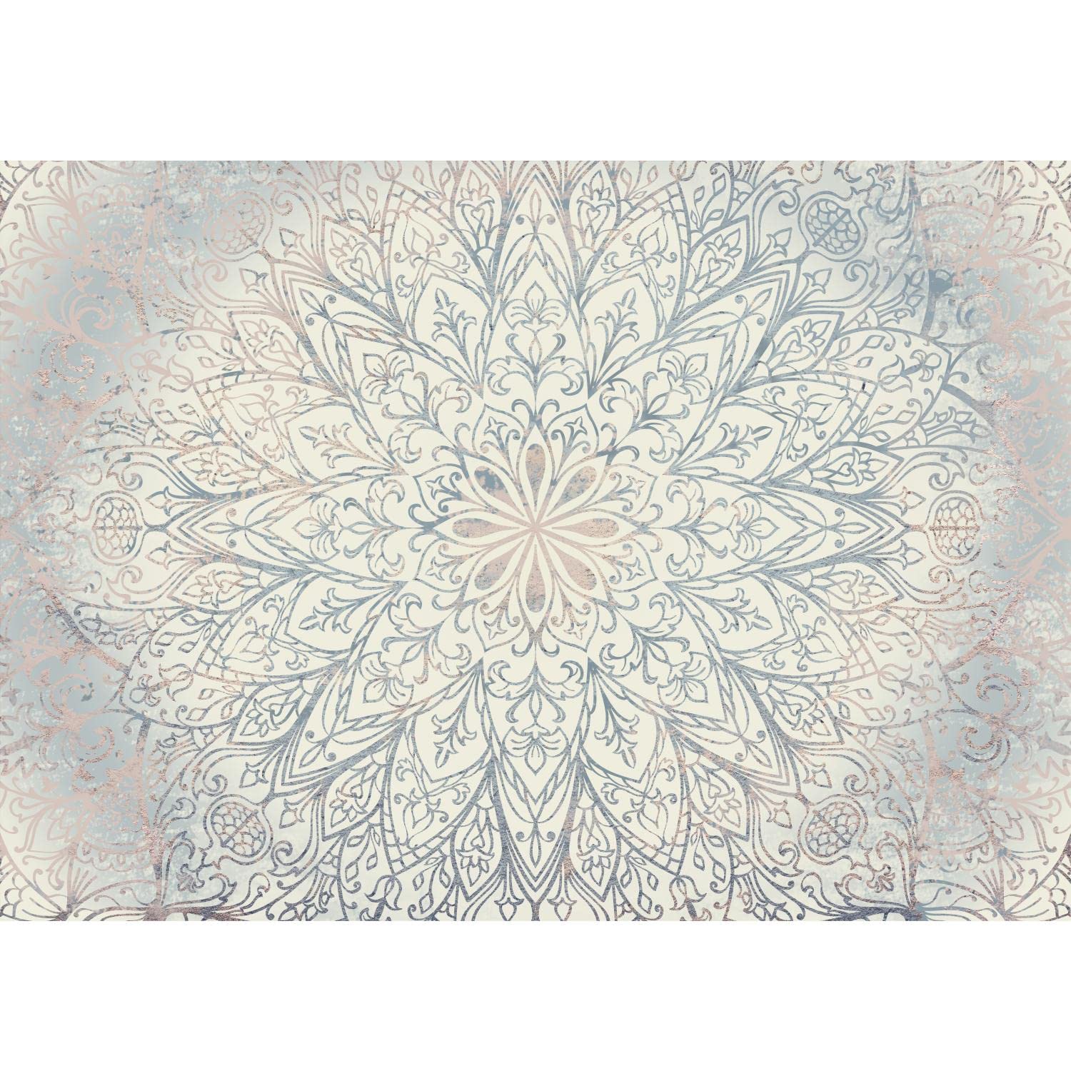 Runa Art Wallpaper 396 x 280 cm Mandala Oriental Non-Woven Decoration Print Wall Mural Living Room - Made in Germany - Blue Beige White 9286012a