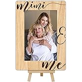 DETIHO Mimi & Me Picture Frame 4x6, Grandma Birthday Grandparents Day Gifts, Small Wooden Photo Frame with Easel Stand, Vertical-A17