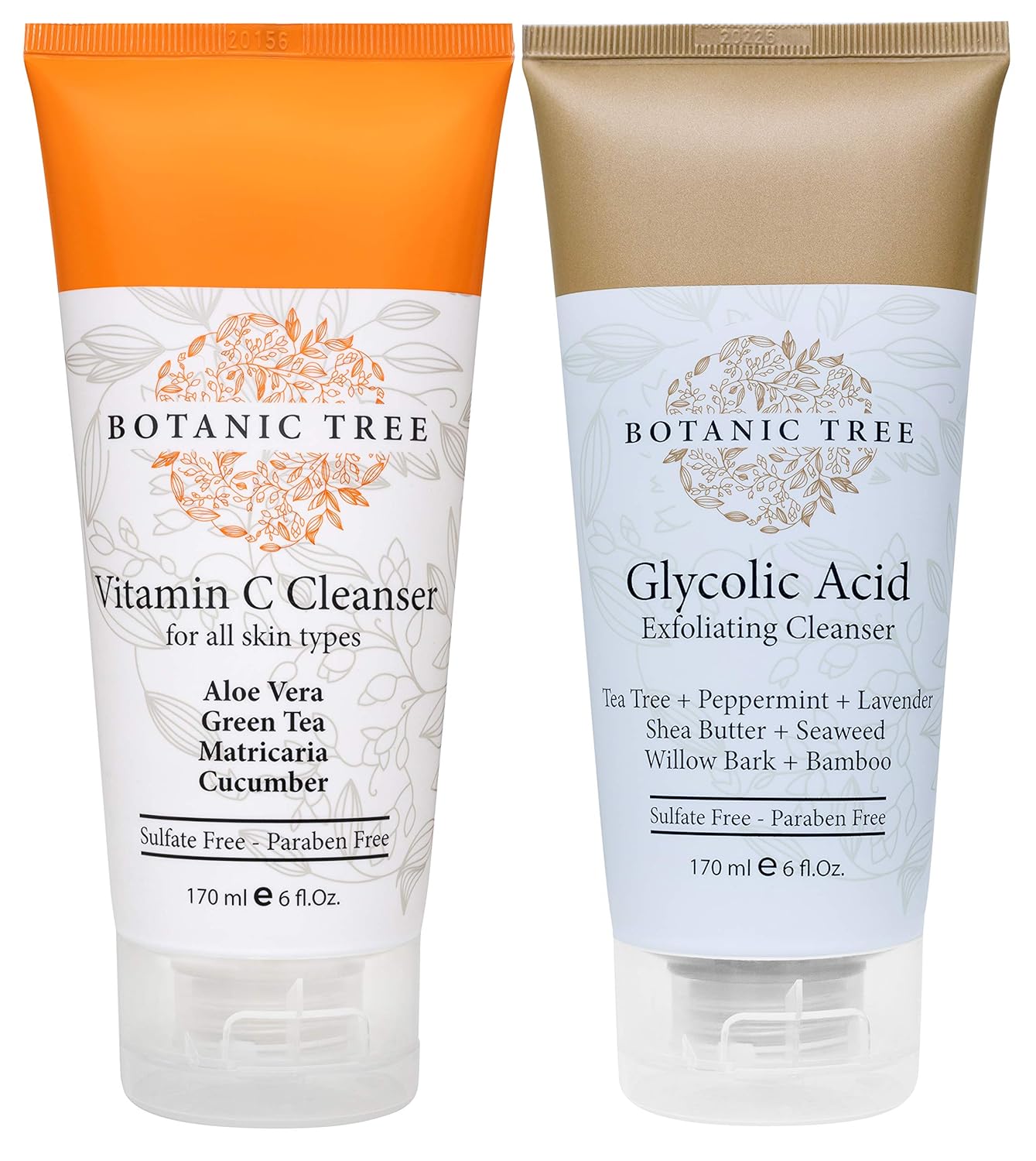 Botanic Tree Glycolic Acid Face Wash-Facial Exfoliating Cleanser w/ 10% Glycolic Acid-Acne Facial Wash For a Deep Clean-Anti Aging AHA Peel for Acne, Wrinkle Reduction-Natural Skin Facewash Scrub for Cystic Acne-6 Oz: Beauty