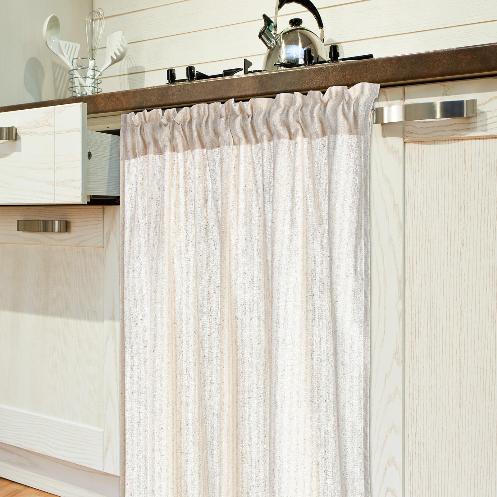 Photo 1 of Hahafelt Cabinet Dishwasher Hidden Curtains with Telescopic Rod and Rod Clamp Dishwasher Desk 35 x 39 Inches Curtain for Kitchen Under Sink Washing Machine(Caramel Color)LPNPMEZ8132069
