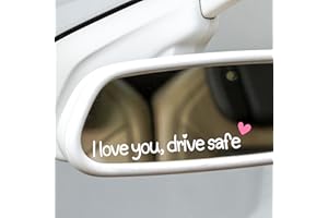BOLOBALA 3X I Love You Drive Safe Mirror Sticker, Cute Car Stickers for Womens, Car Decals for Women, Auto Stickers and Decals, Rear View Mirror Sticker, Vinyl Tumbler Sticker Decal (White and Pink Heart)