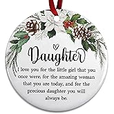 Daughter Christmas Ornaments 2025 - Gift from Parents Dad Mom Ornament for Daughter - Inspirational Gift for Her Girls Holiday Decor - Ceramic Christmas Ornament Hanging Tree