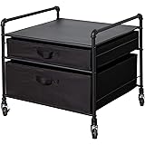 The Fridge Stand Supreme - Drawer Organization - Black Pipe Frame with Black Drawers
