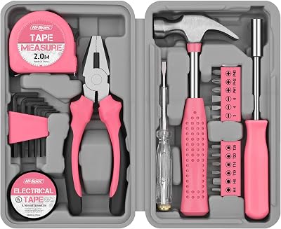 Hi-Spec Pink Small Tool Kit 24pc Home DIY Women Gift Compact Case