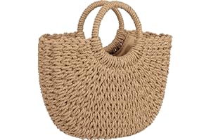 Womens Large Straw Beach Bag Woven Tote Bag Top Handle Handbag Purse for Summer