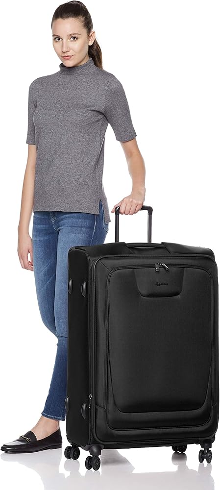 amazonbasics premium upright expandable softside suitcase with tsa lock