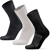 Busy Socks 3 Pack Men's Merino Wool Hiking Crew Socks Womens Warm Thick Cushioned Outdoor Athletic Socks for Walking Running