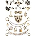 ZOKUZO Chic Bling Shoe Charms Gold and Sliver Designer Jewels Pretty Cute Chains Decorations Accessories for Women Girl Adults