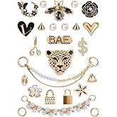 ZOKUZO Chic Bling Shoe Charms Gold and Sliver Designer Jewels Pretty Cute Chains Decorations Accessories for Women Girl Adults