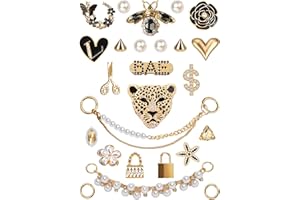 ZOKUZO Chic Bling Shoe Charms Gold and Sliver Designer Jewels Pretty Cute Chains Decorations Accessories for Women Girl Adults