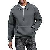 ZAFUL Mens Quarter Zip Sweatshirt Long Sleeve Casual Lined Fleece Warm Midweight Pullover Hoodies with Pocket