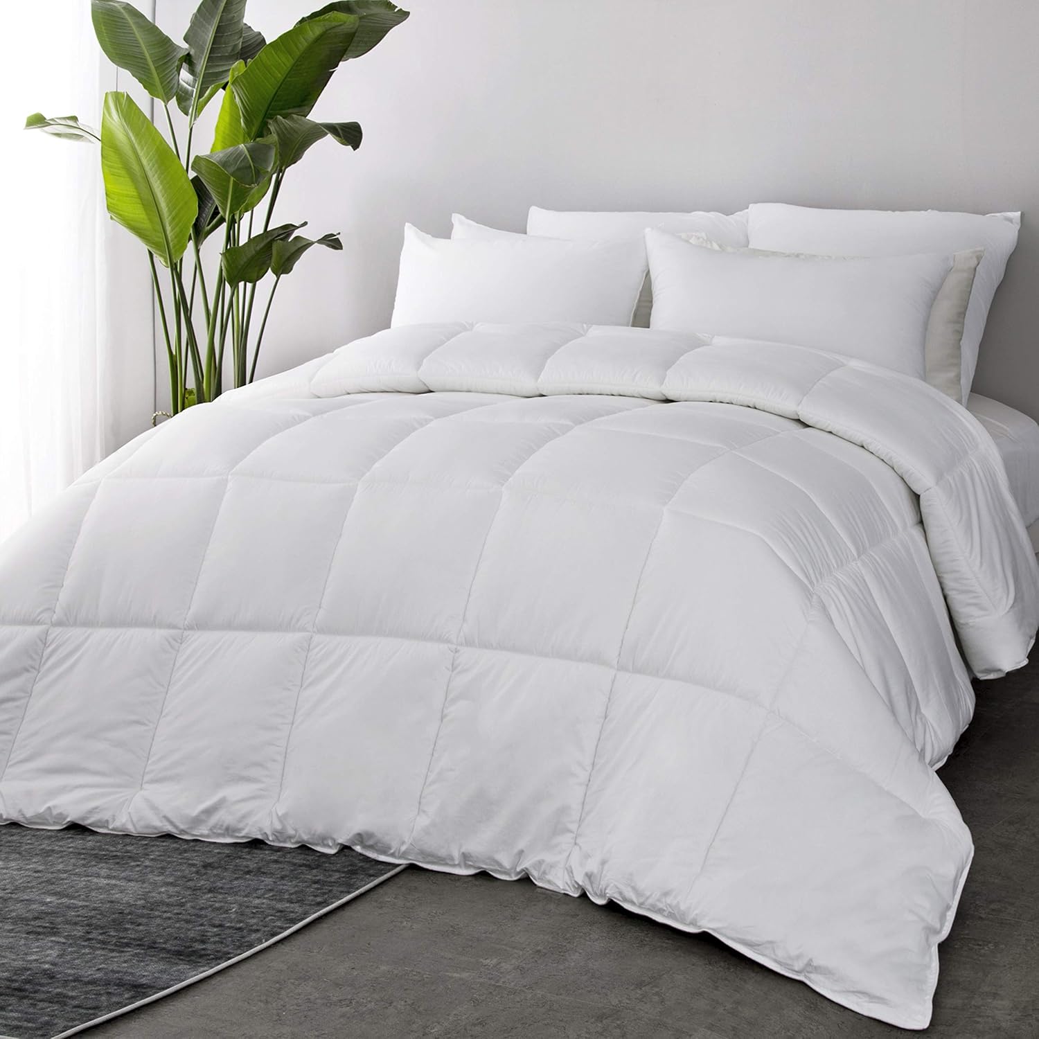 Bedsure 100 Cotton Shell Comforter King Size, Down Alternative