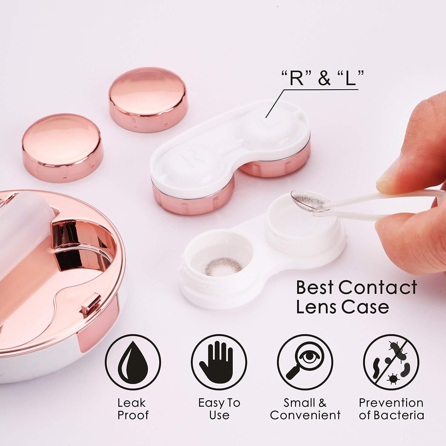 TreaHome 2 Pack Contact Lens Case, Leak-Proof Contact Case Travel with Cleaner Washer Holder Tweezers, Remover Tool Solution Bottle for Outdoor Daily Use (Rose Red): Health & Personal Care
