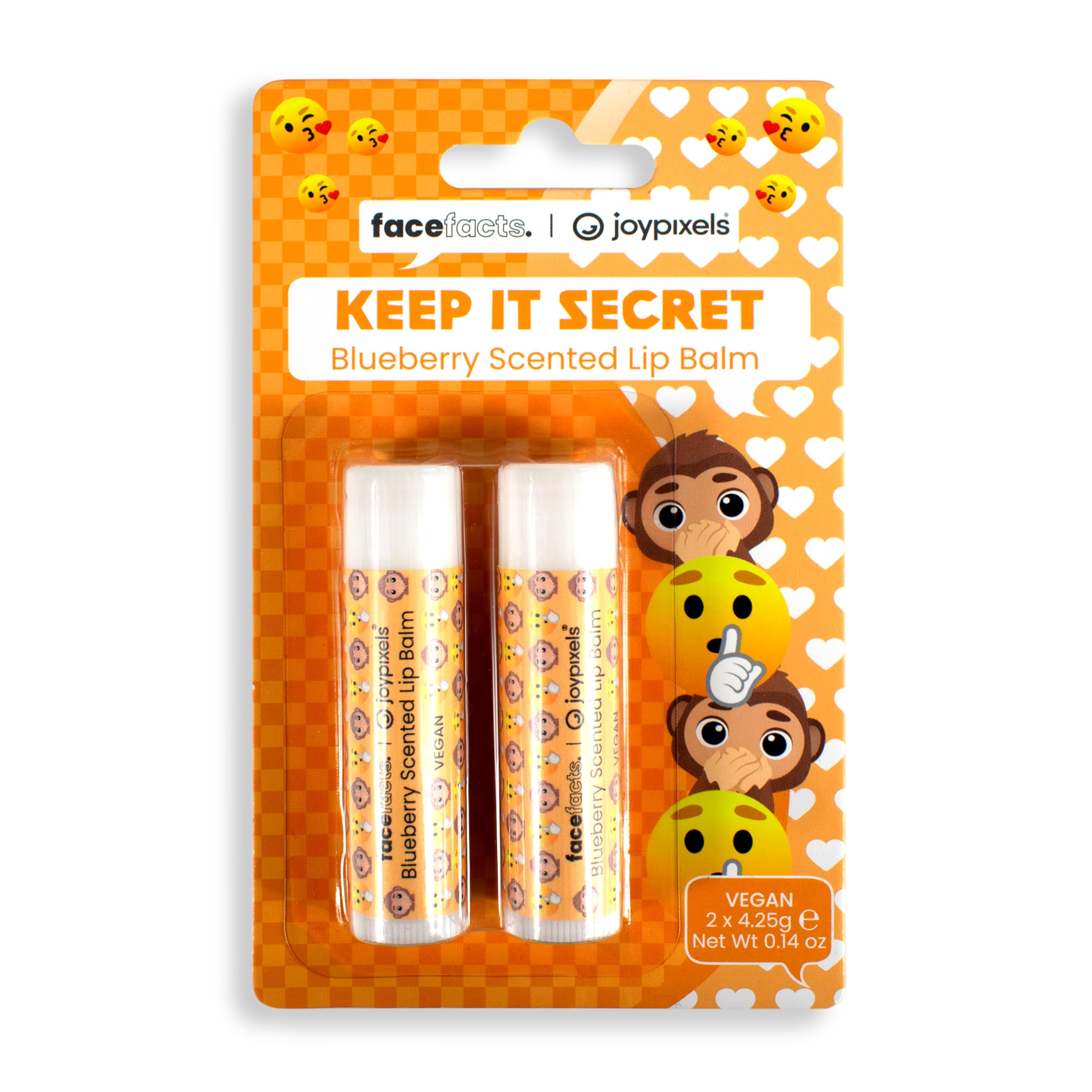 Face Facts Joypixels Keep It Secret Moisturising Lip Balm | Blueberry Scented | 2pk