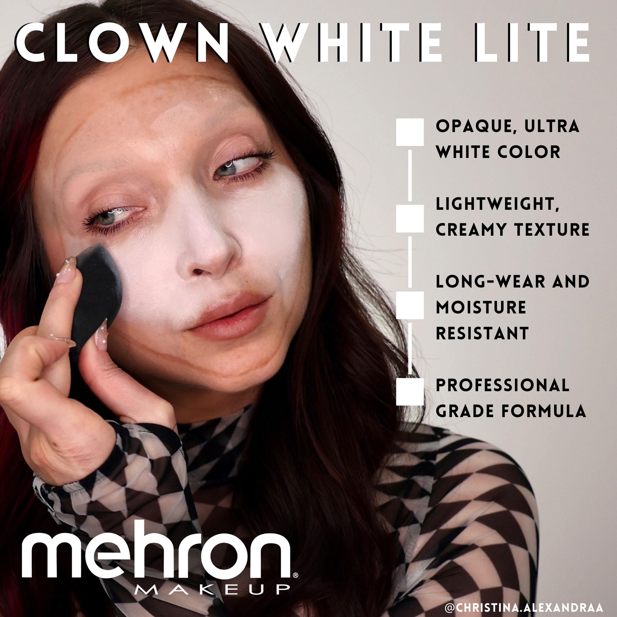 Mehron Makeup Clown White Lite | Professional Face Paint & Body Paint | White Cream Face Paint for Clown Makeup, Stage, Film, Cosplay, Mime, & Halloween 2 oz (56g)