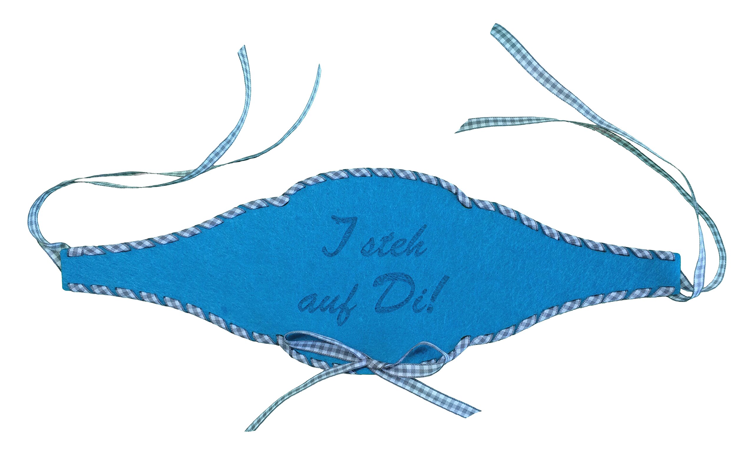 'Petra's Craft News A FBF11 °F5786 Bottle Turquoise Blue Felt Tape, I Steh auf di with Grey Check Band Threaded