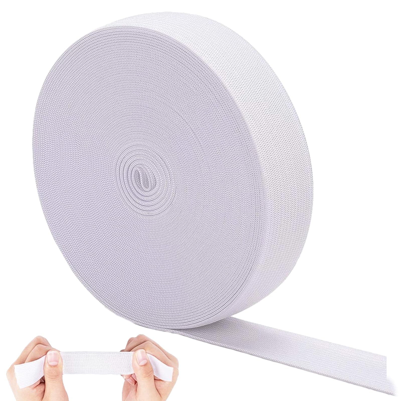 QttvbTna 10 Meters Elastic Band 25mm/1inch White Wide Flat Elastic Band, White Waistband Elastic, Sewing Bands Webbing Garment Sewing Accessories for Sewing Clothing, DIY Craft Accessories