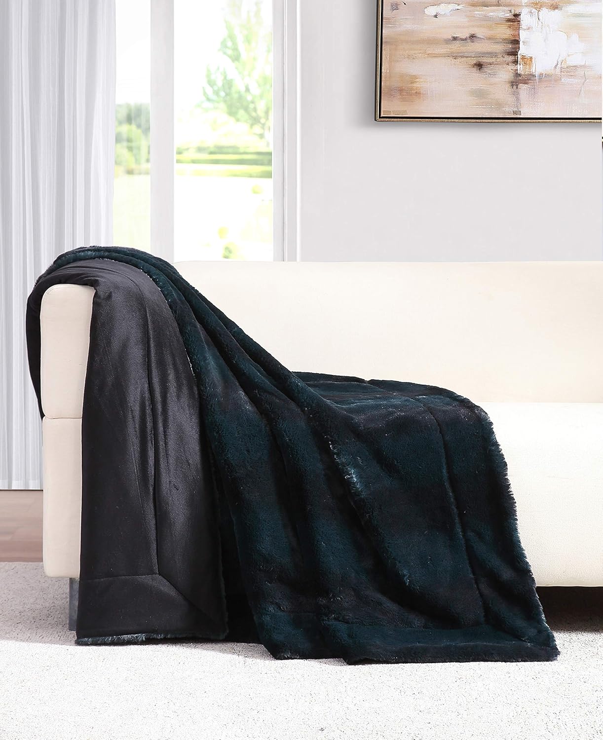 Faux Rabbit Fur Throw Blanket 50x60 Beautiful, Warm, Soft