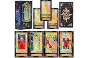 Smoostart 78 Tarot Cards with Guidebook, Holographic Tarot Cards Deck Future Telling Game with Colorful Box