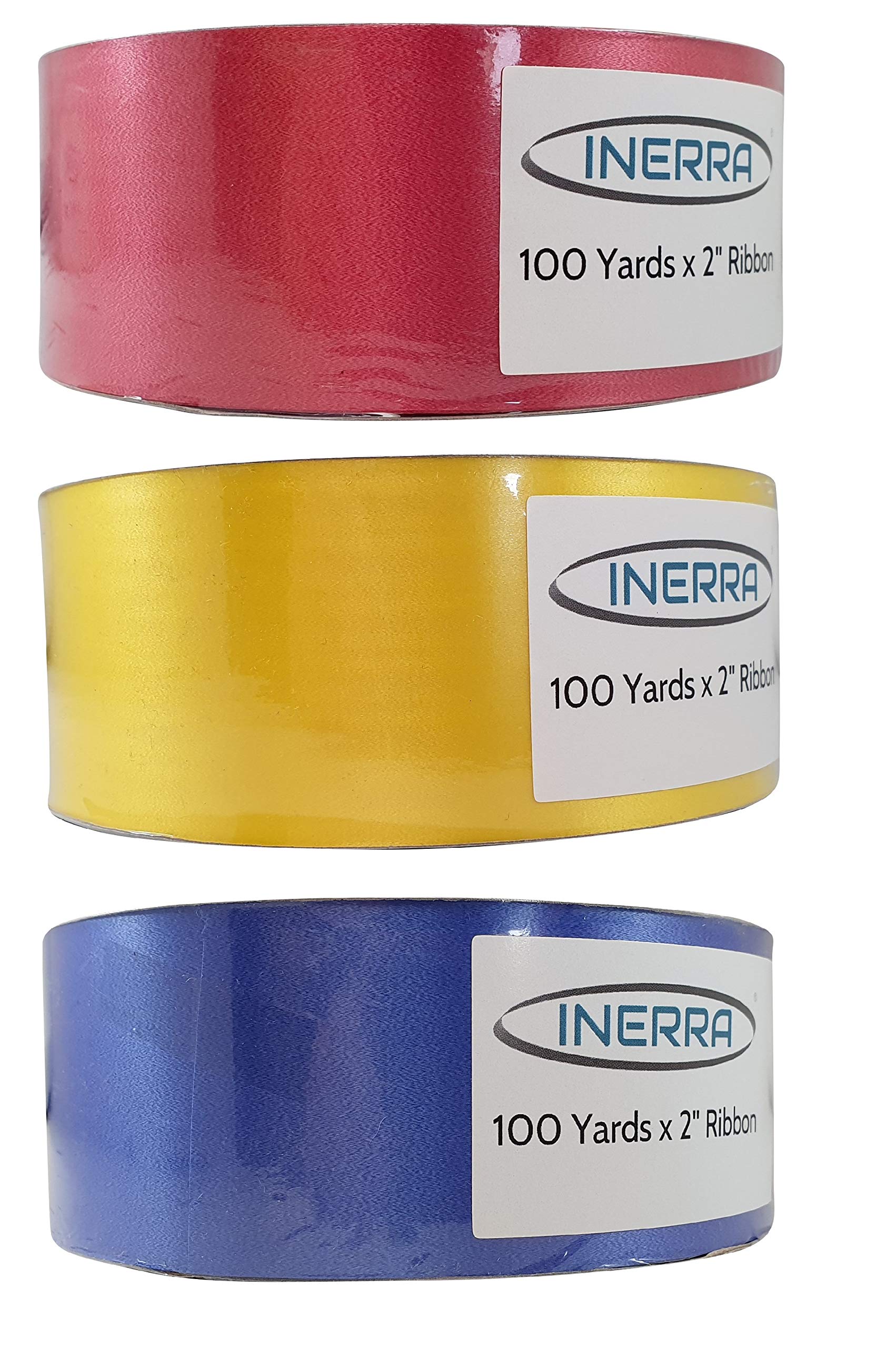 INERRA Ribbon Multipack - 3 x 100 Yard Rolls (Red, Yellow and Royal Blue)
