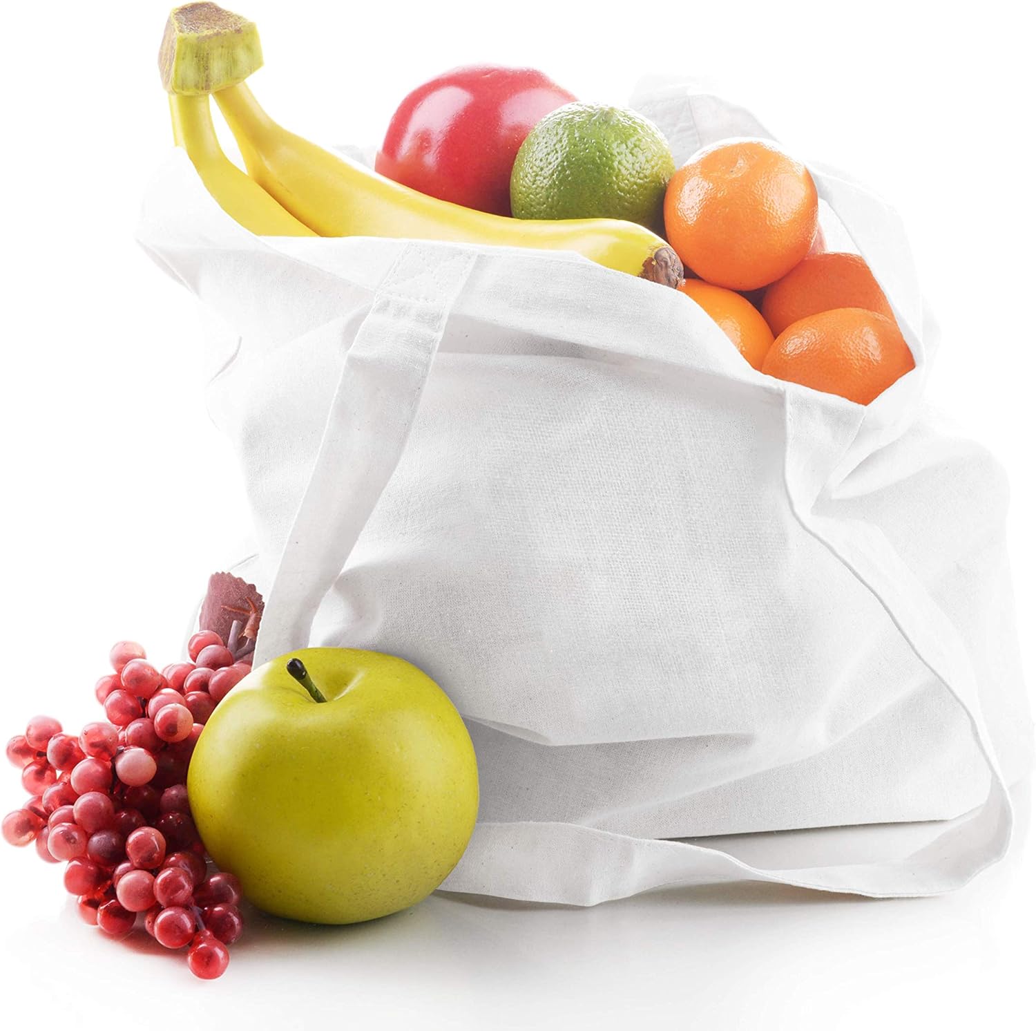 ELES VIDA Pack of 10 Cotton Bags, 38x42 cm, 15x16.6 in, with Long Handles, Hipster Fabric, Carry Case, Travel Bag, Jute Bag - Image 4