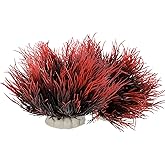 FdcLixuvol 2 Pcs Aquarium Plants Fish Tank Decorations Artificial Fish Tank Plants Plastic Mini Grass Set Natural Style Tanks Accessories (Black Red)