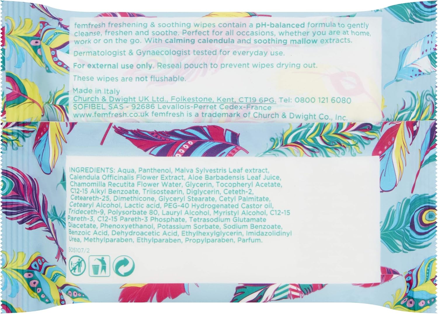 Femfresh Intimate Wipes, Flushable & Biodegradable Disposable Feminine Hygiene Vaginal Cloths with Calendula & Aloe Extracts - Image 3