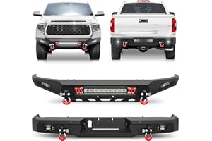 LONGSUN Tundra Front & Rear Bumper Full Width for 2014-2021 Tundra Pickup, w/LED Lights and D-rings (Style C)