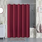 Shower Curtain 152x182cm Burgundy with Metal Hooks, Waffle Fabric view 2
