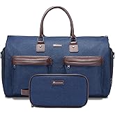Convertible Garment Bag with Toiletry Bag, Modoker Carry on Garment Duffel Bag for Men Women - 2 in 1 Hanging Suitcase Suit Travel Bags, Blue